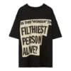 Estampado con eslogan en el pecho, manga corta, unisex, negro H000341X11