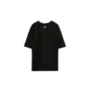 Estampado con eslogan en el pecho, manga corta, unisex, negro H000341X11