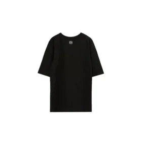 Estampado con eslogan en el pecho, manga corta, unisex, negro H000341X11