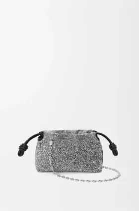 Flamenco Purse con abalorios y piel de cordero napa