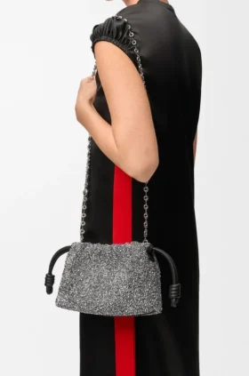 Flamenco Purse con abalorios y piel de cordero napa