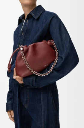 Flamenco Purse mediano en piel de becerro de grano fino