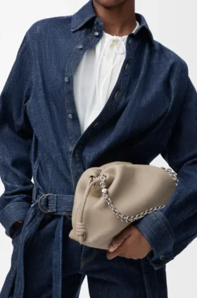 Flamenco Purse mediano en piel de becerro de grano fino