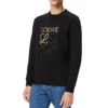 Hombre» loewe Anagram, camiseta deportiva clásica de algodón con cuello redondo y letras bordadas, color negro, H526341Xa1-1100