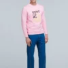 Hombres” Camiseta deportiva de manga larga con bordado Anagram de loewe, rosa y rojo, H6109900Cr-7080