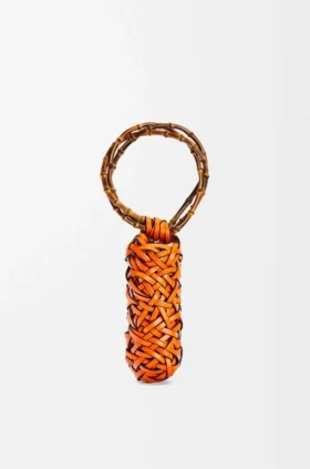 Jarrón Woven nest de piel de ternera y bambú