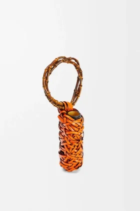 Jarrón Woven nest de piel de ternera y bambú