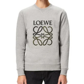 Jersey de algodón para hombre con el logotipo de loewe Anagram bordado, color gris, H526341Xa1-1440