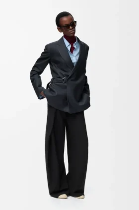 Pantalones con cinturón de lana