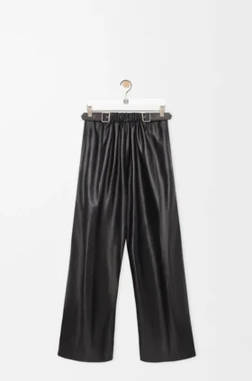 Pantalones con cinturón de piel de cordero napa