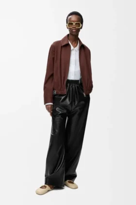 Pantalones con cinturón de piel de cordero napa