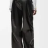 Pantalones con cinturón de piel de cordero napa