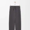 Pantalones con cordón de ajuste en algodón y seda