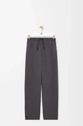 Pantalones con cordón de ajuste en algodón y seda