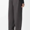 Pantalones con cordón de ajuste en algodón y seda