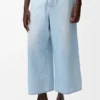 Pantalones con cordón de ajuste en denim Pantalones con cordón de ajuste en denim