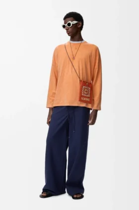 Pantalones con cordón de ajuste en mezcla de algodón