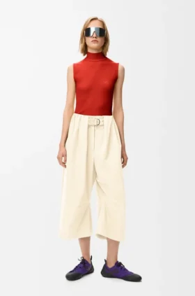 Pantalones cortos con cinturón de algodón y seda