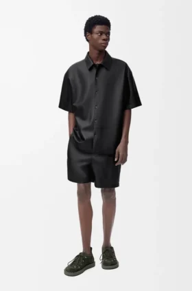 Camisas de manga corta en piel de cordero napa