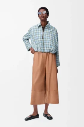 Pantalones cortos de piel de cordero napa y piel de cabra de gamuza