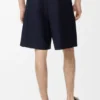 Pantalones cortos plisados de algodón y lino