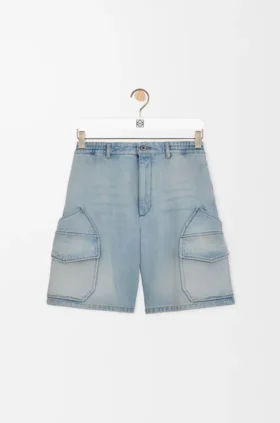 Pantalones cortos tipo cargo de mezclilla