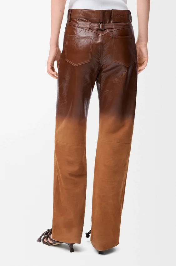 Pantalones de piel de cordero en gamuza Pantalones de piel de cordero en gamuza