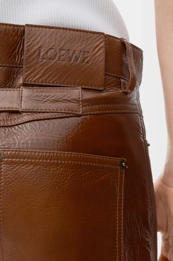 Pantalones de piel de cordero en gamuza Pantalones de piel de cordero en gamuza