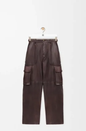Pantalones tipo cargo de piel de cordero napa y algodón