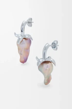 Pendientes Strawberry en plata de ley y perla