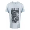 Polo de algodón estampado de loewe para hombre, manga corta, rosa y azul, modelo H6109980Pc-6410
