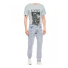 Polo de algodón estampado de loewe para hombre, manga corta, rosa y azul, modelo H6109980Pc-6410