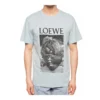 Polo de algodón estampado de loewe para hombre, manga corta, rosa y azul, modelo H6109980Pc-6410