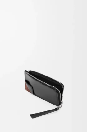 Portamonedas Switch en piel de becerro granulada flexible y gamuza