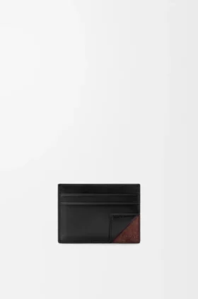 Portatarjetas Switch liso en piel de becerro granulada flexible y gamuza