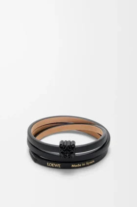 Pulsera Anagram Bombé Twist de piel de becerro