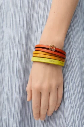 Pulsera doble «Twist» de piel de becerro