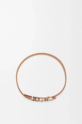 Pulsera loewe de doble vuelta en piel de becerro