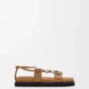 Sandalias Fussbett con cuentas «Pebble» en piel de cordero napa