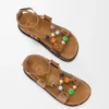 Sandalias Fussbett con cuentas «Pebble» en piel de cordero napa