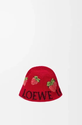 Sombrero de pescador de algodón con motivo de fresa