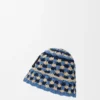 Sombrero de pescador de rafia y piel de becerro con parche de ganchillo Sombrero de pescador de rafia y piel de becerro con parche de ganchillo
