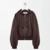 Sudadera con capucha «Flamenco» en piel de cordero napa Sudadera con capucha «Flamenco» en piel de cordero napa
