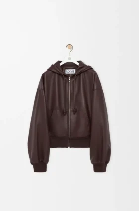Sudadera con capucha «Flamenco» en piel de cordero napa