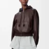 Sudadera con capucha «Flamenco» en piel de cordero napa Sudadera con capucha «Flamenco» en piel de cordero napa
