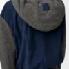 Sudadera con capucha híbrida con cremallera, confeccionada en piel de cabra de gamuza y mezcla de lana Sudadera con capucha híbrida con cremallera, confeccionada en piel de cabra de gamuza y mezcla de lana