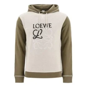 Sudadera con capucha y cordón bordada de loewe para hombre, color caqui H526341X94-3962