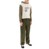 Sudadera con capucha y cordón bordada de loewe para hombre, color caqui H526341X94-3962