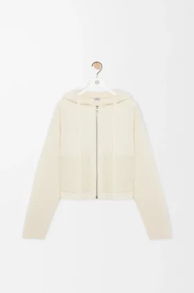 Sudadera con capucha y cremallera de lana Sudadera con capucha y cremallera de lana