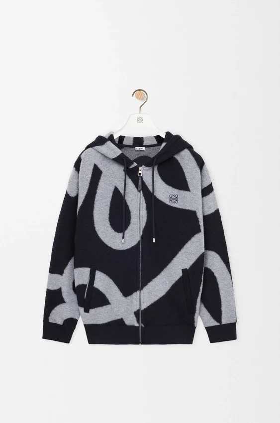 Sudadera con capucha y cremallera de lana y algodón Sudadera con capucha y cremallera de lana y algodón